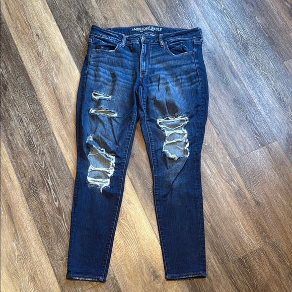 American Eagle Outfitters Denim - American Eagle Outfitters Blue Skinny Jeans Distressed Super Stretch X